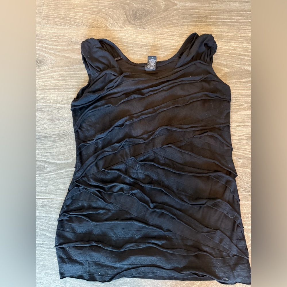 Rafaella Black Textured Tank Top Sleeveless Medium Punk Goth Rock NYE